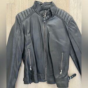 Zara Man XL Black Quilted Leather Jacket